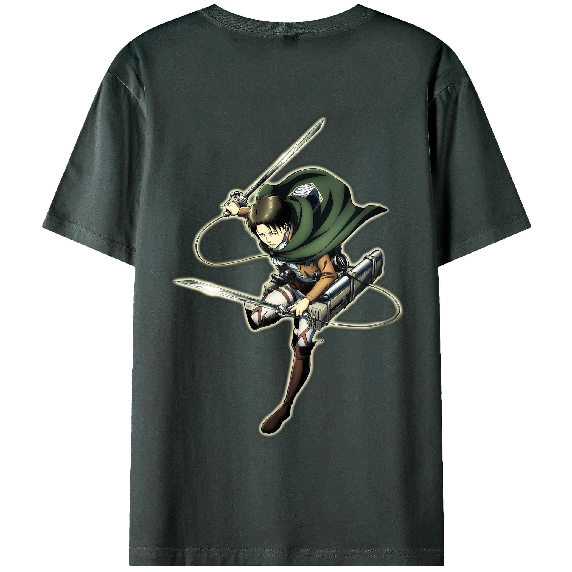 （画像用） 進撃の巨人 リヴァイ·アッカーマン Attack on Titan Levi Ackerman 綿100％ メンズ半袖Tシャツ（バックプリント） 通気性